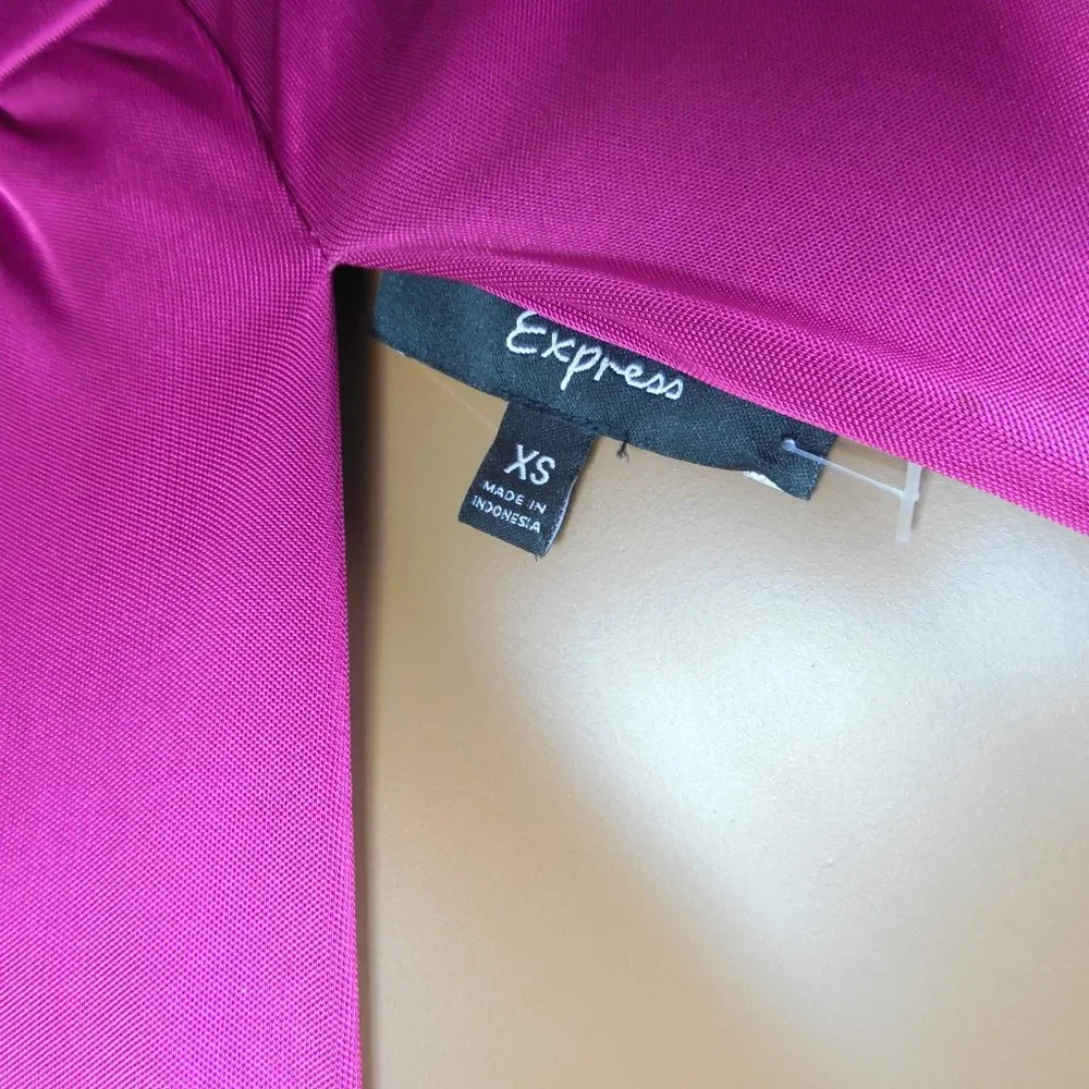EXPRESS Top XS Magenta Babydoll Shirt Sleeveless - Picture 5 of 7